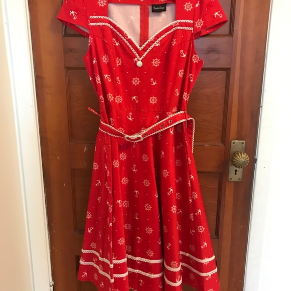 Voodoo Vixen Red Belted Dress - Picture 7 of 13